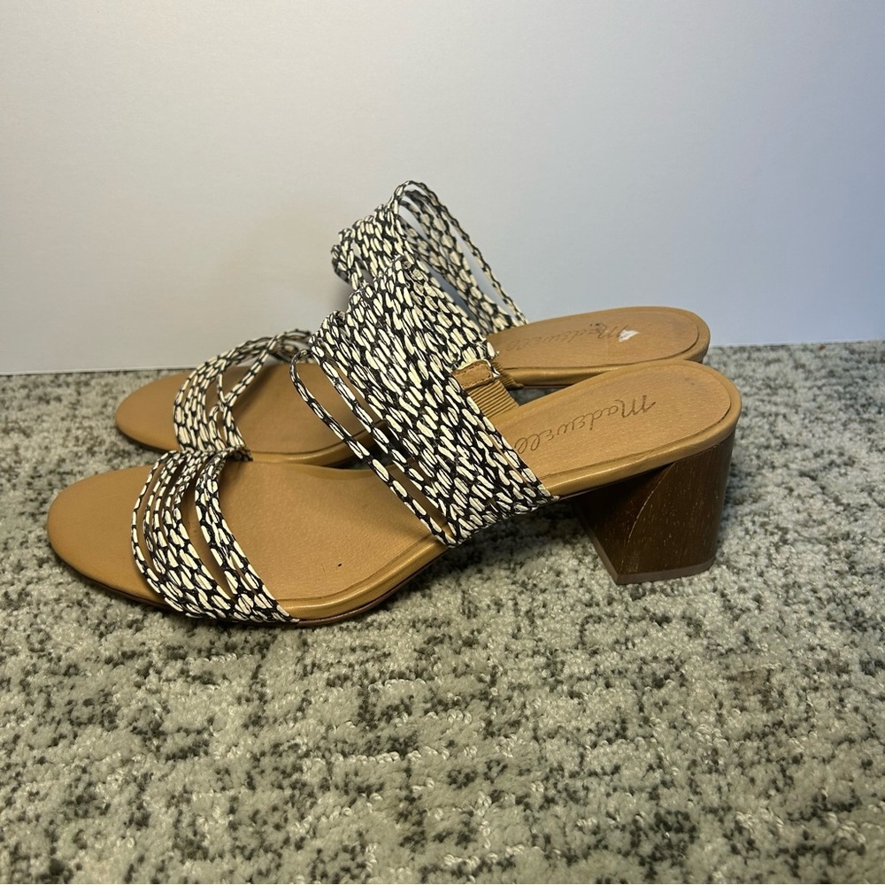 Madewell Antique Cream Multi The Meg Sandal in Snake Embossed Leather Size 8